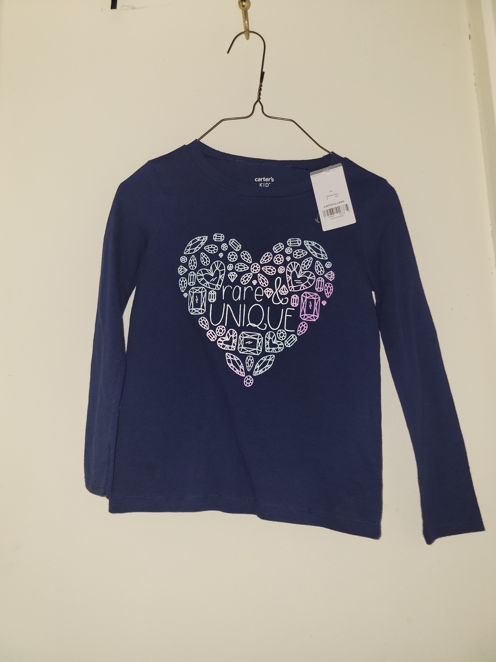 Carter's Navy Long-Sleeve Tee with Pastel Ombre Heart